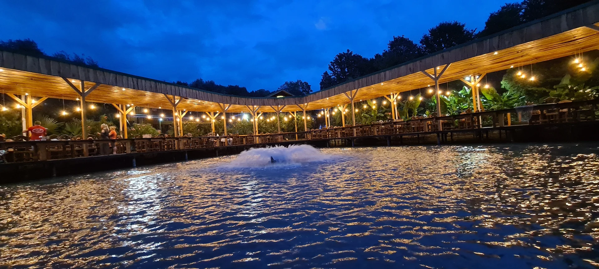 Проведение праздничных мероприятий в бальшой веранде рассчитана на 130 человек на Ачигварское озеро