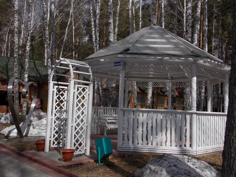 Красивая тематическая беседка с аркой для выездной регистрации