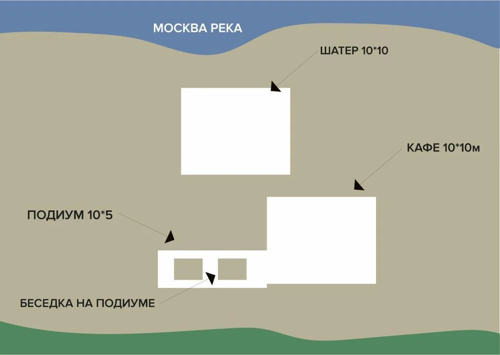Шатер 100 кв.м находится в пяти метрах от кромки воды