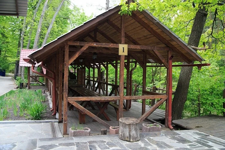 Большая открытая беседка до 40 с печкой барбекю / РГК — Русская Охота