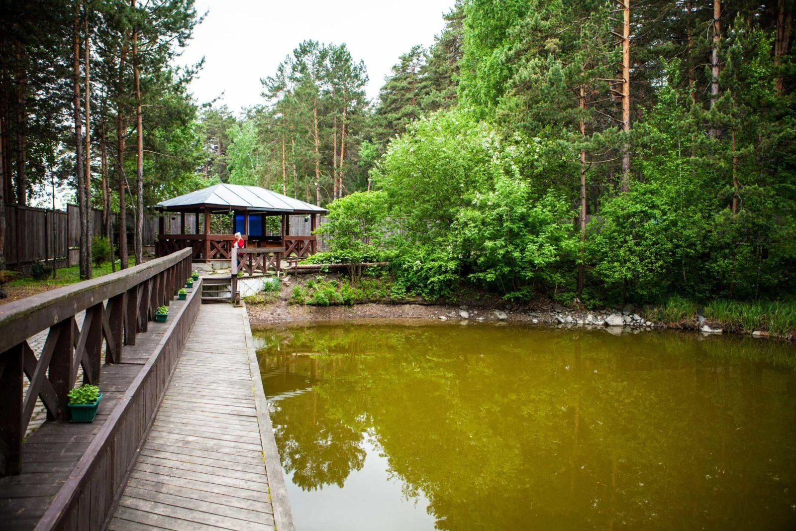 Беседка у озера с мангалом на 24 человека в «Парке У Моря»